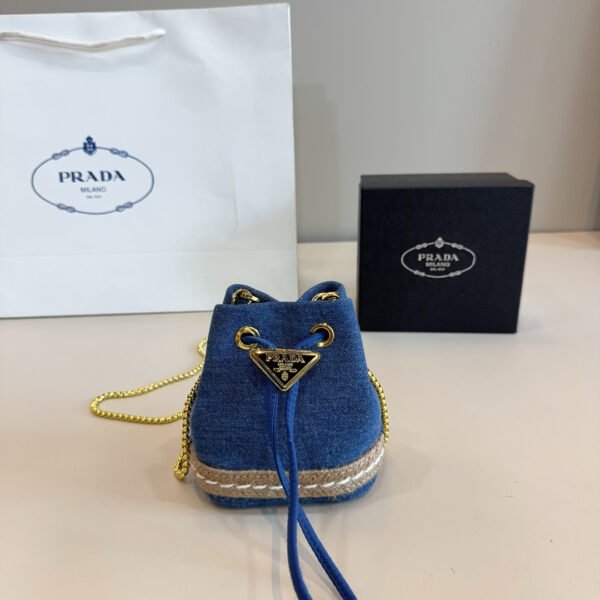 PR Mini Raffia Bucket Bag Blue Denim - Bag