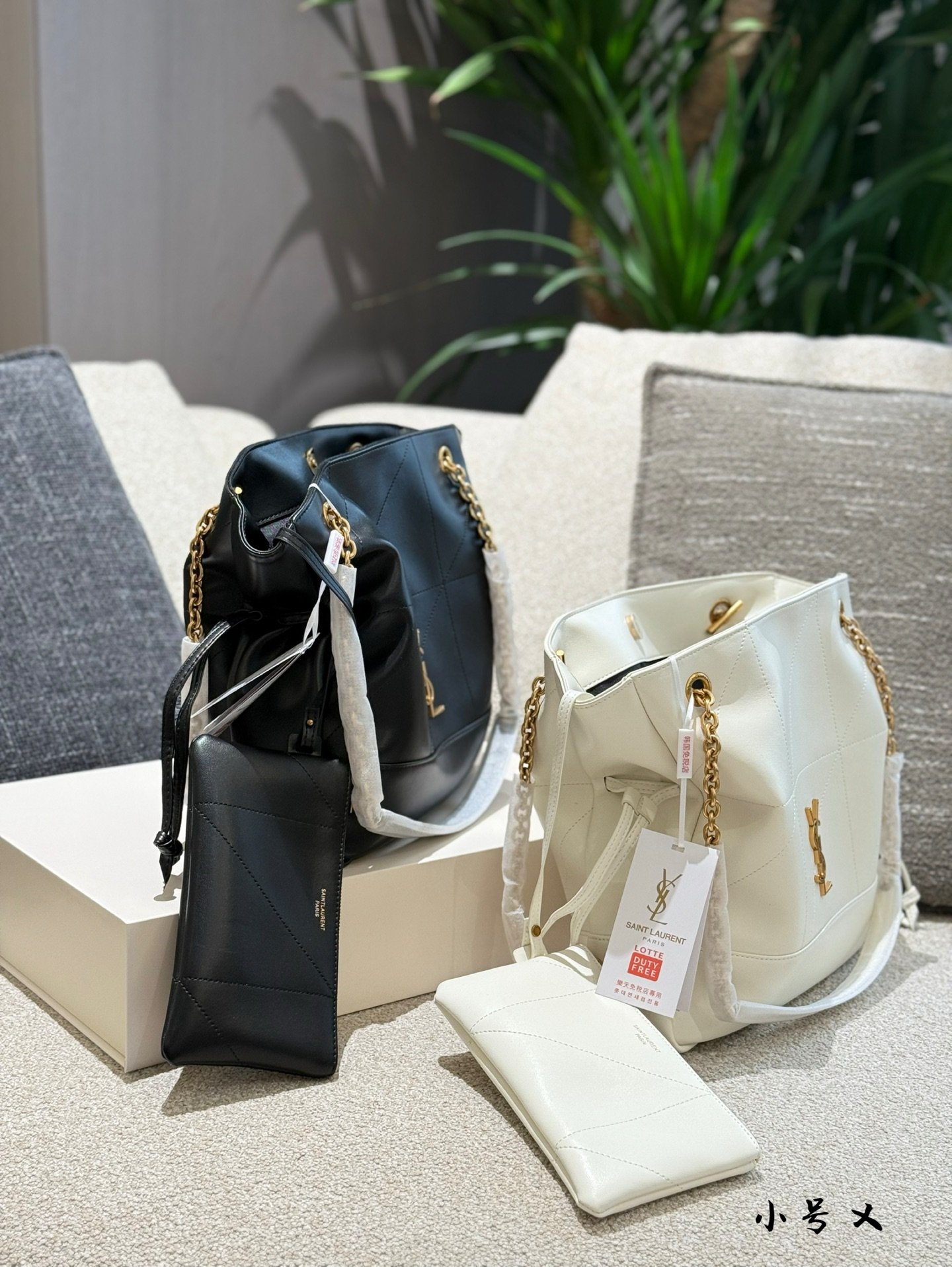 YSL Jamie Black/White Leather - Bag - Image 4
