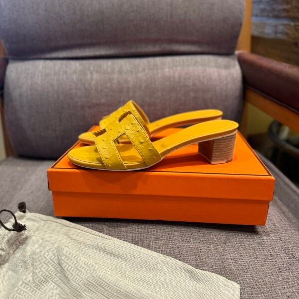 HM Oran Sandals Yellow Ostrich Leather - Sandals