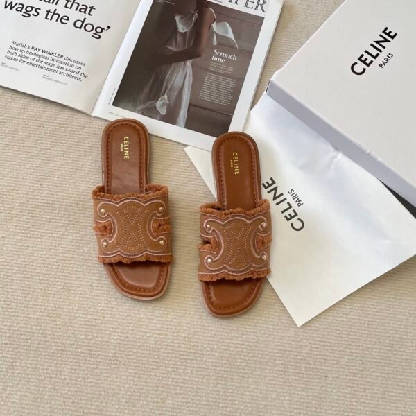 CEL Triomphe Embroidered Slides - Slides