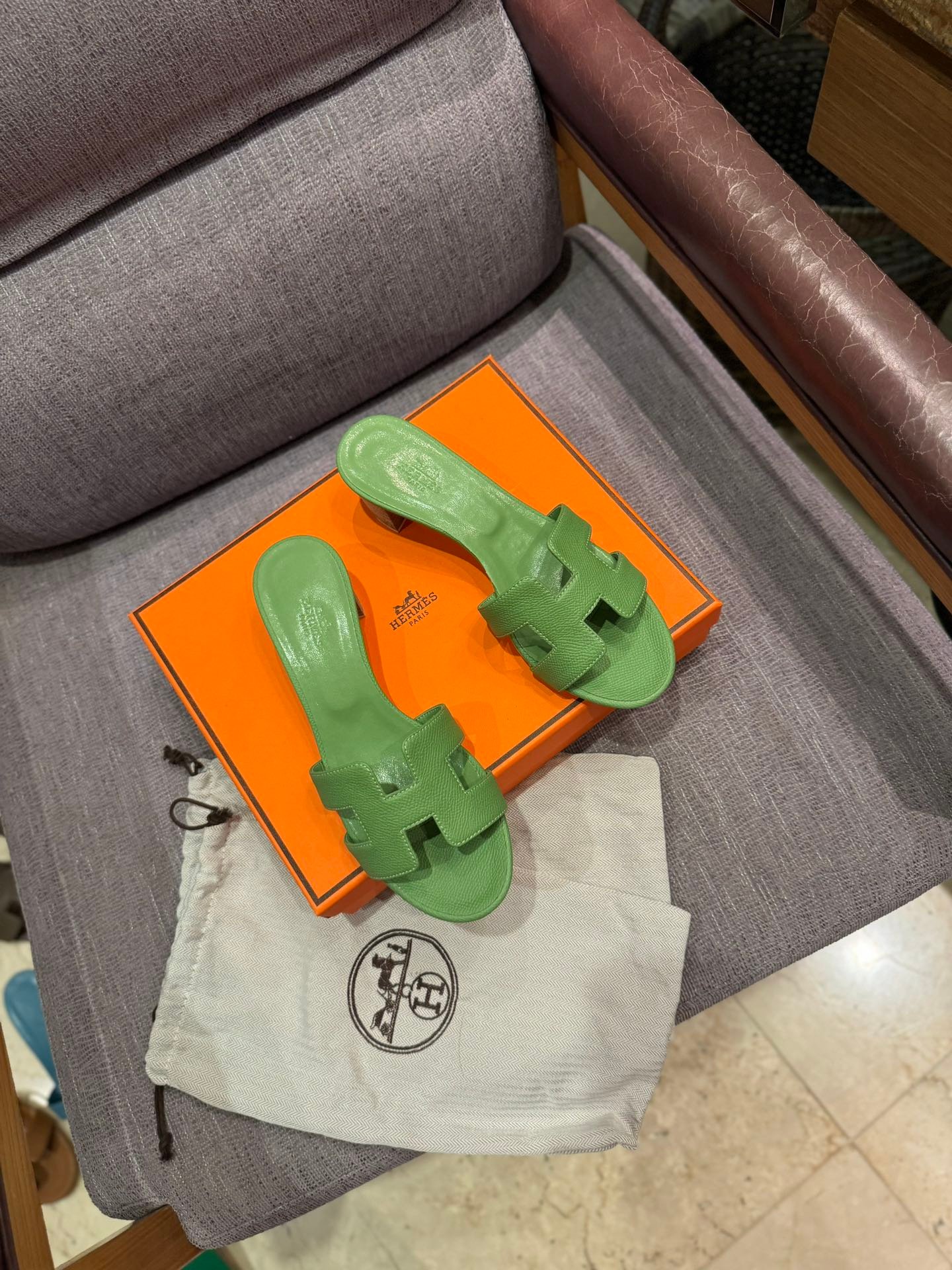 HM Oran Sandals Green Leather - Sandals - Image 4