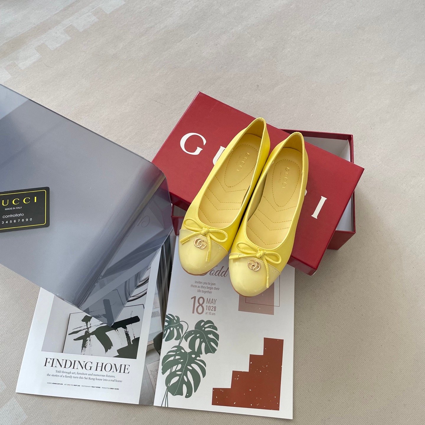 GG GG Marmont Ballet Flats Yellow Leather - Shoes - Image 8