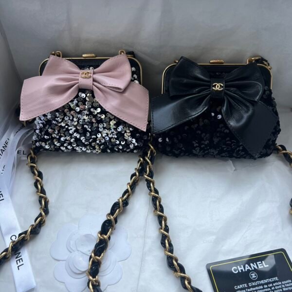 CC Evening Bag with Bow Sequin/Leather - Bag