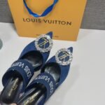 LV Revival Mule Blue Suede – Scarpe con tacco