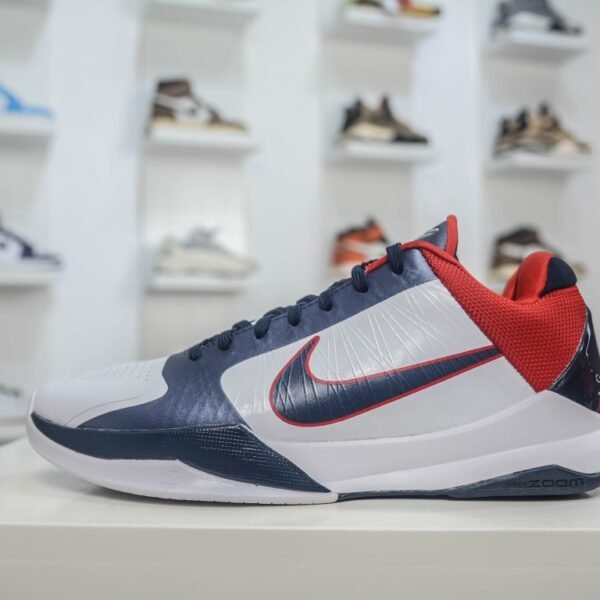 NK Zoom Kobe V White/Red/Blue - Sneakers