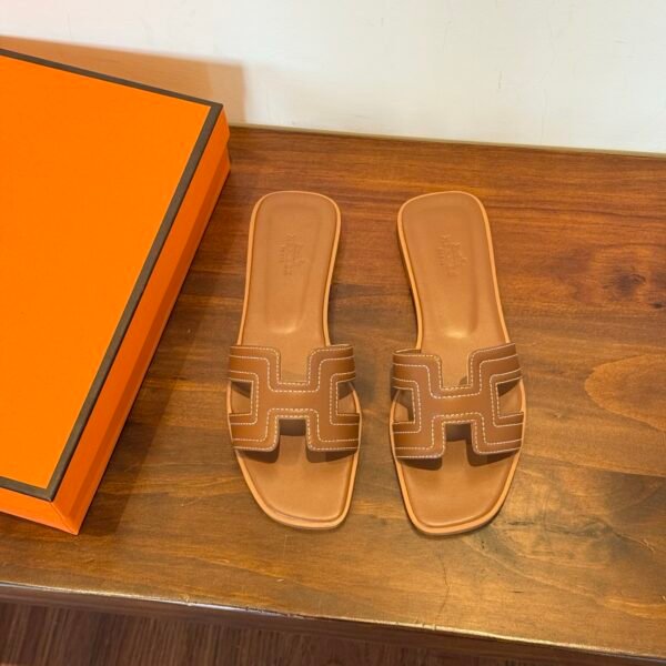 HM Oran Sandals Gold Leather - Slides