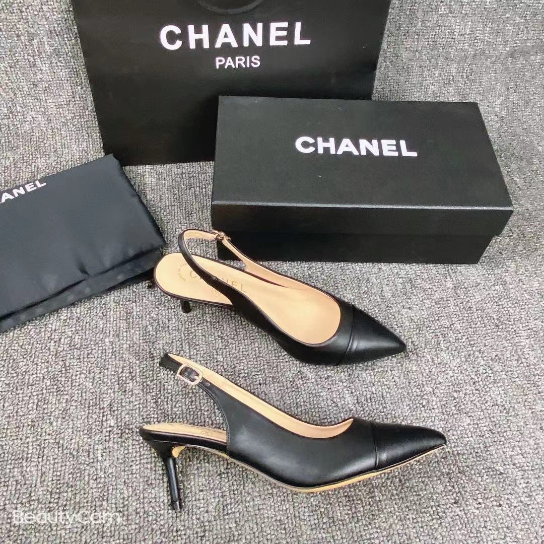 CC Slingback Pumps Black Leather - Heels - Image 2