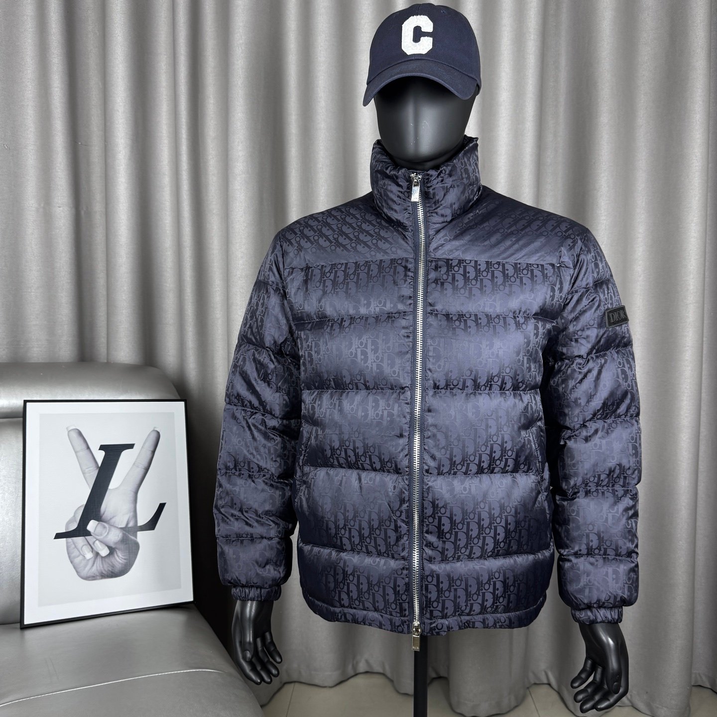 CD Oblique Down Jacket Navy Oblique - Jacket