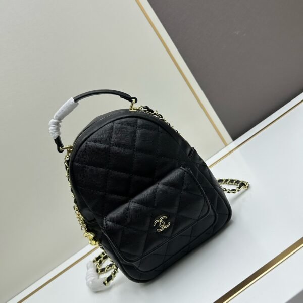 CC Coco Handle Backpack Black/White Leather - Bag