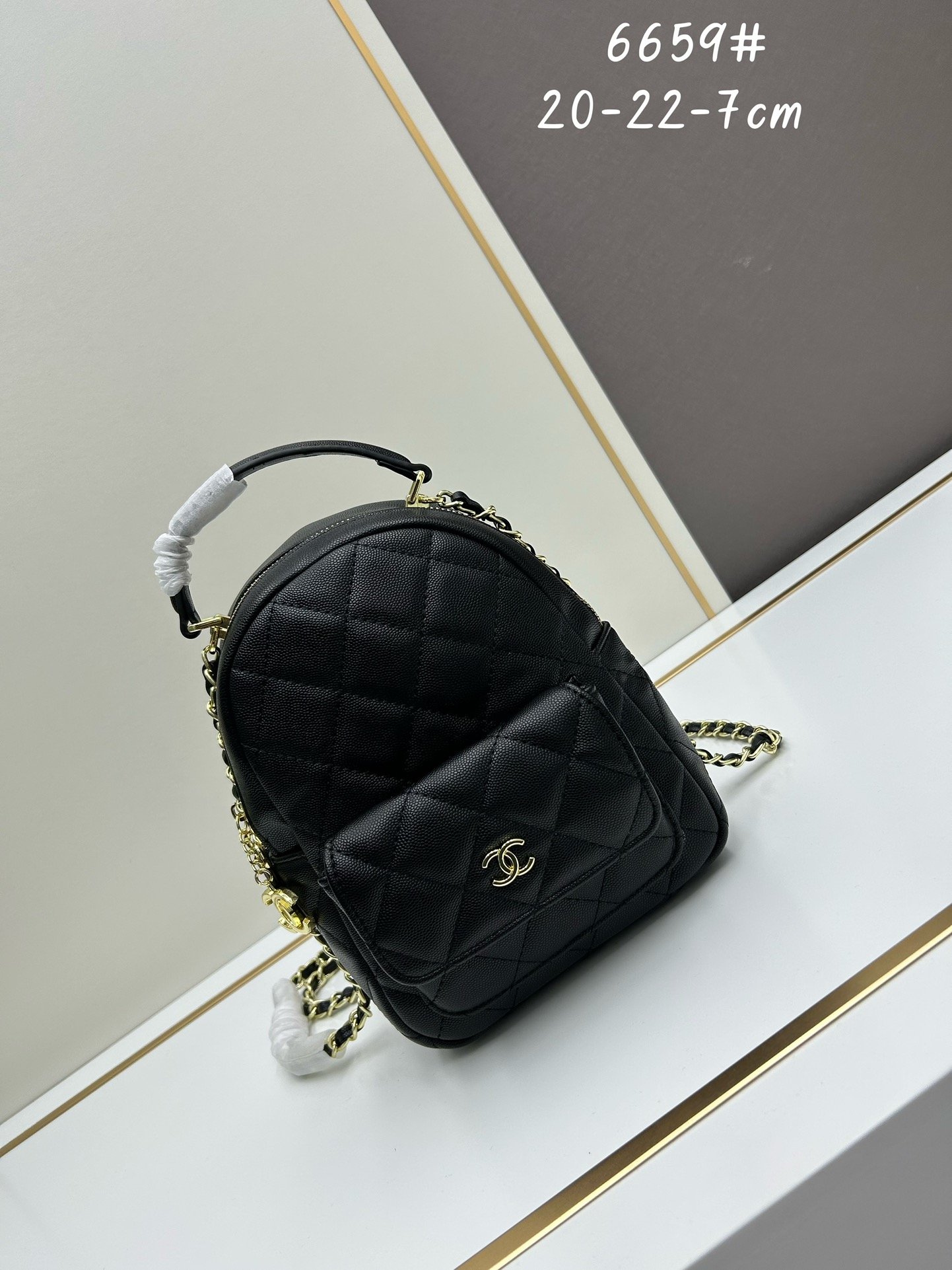 CC Coco Handle Backpack Black/White Leather - Bag