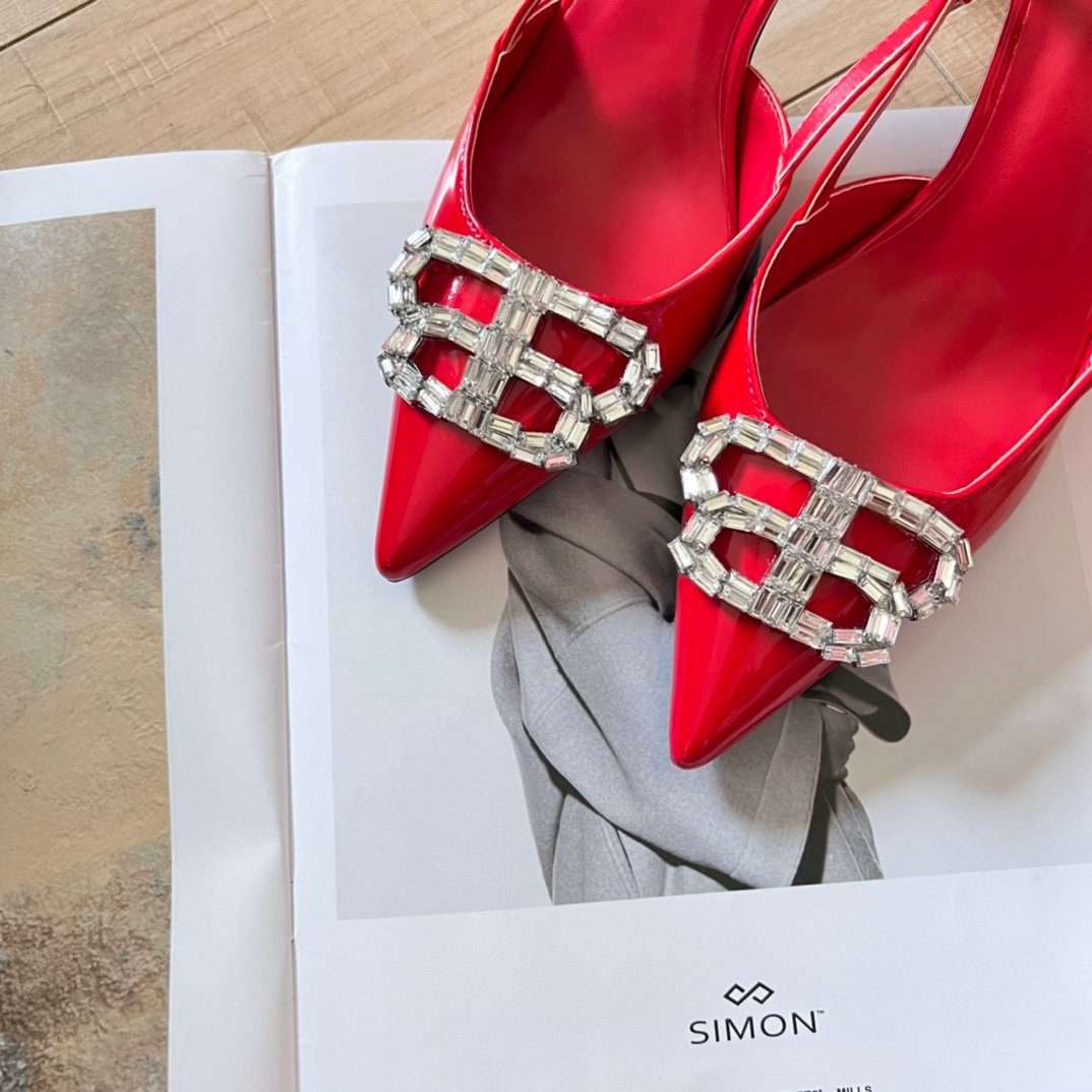 BAL Knife BB Studded Slingback Red Leather - Heels - Image 7
