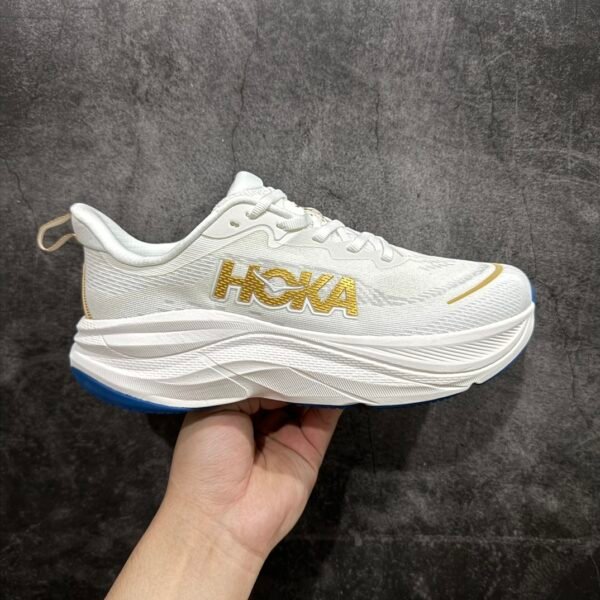 HOKA Bondi 8 White/Gold - Sneakers
