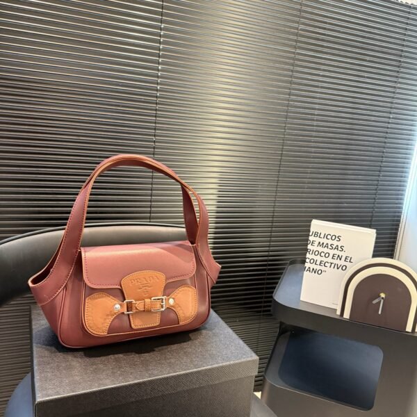 PR Cleo Satin Burgundy/Tan Leather - Bag