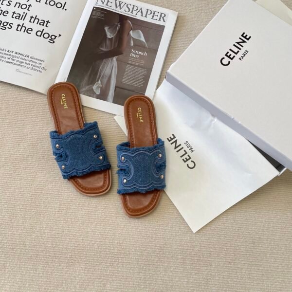 ```CEL Triomphe Denim Slides - Slides```