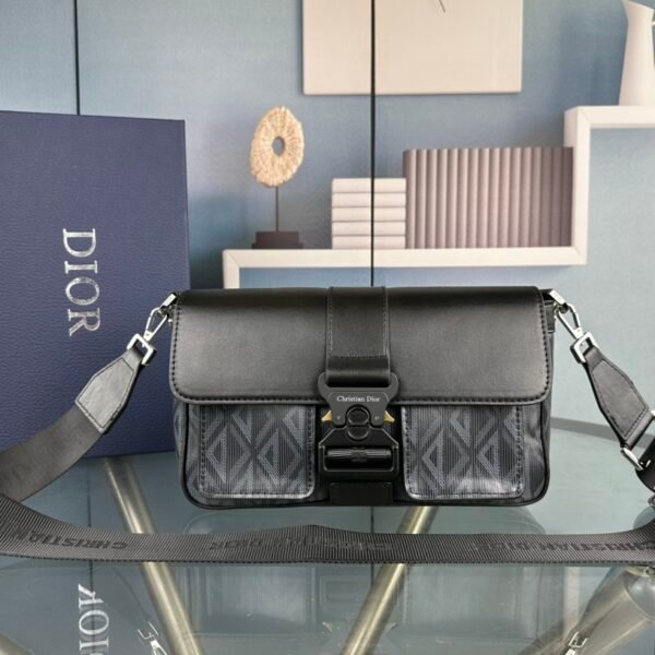 CD Saddle Black Oblique Canvas - Bag