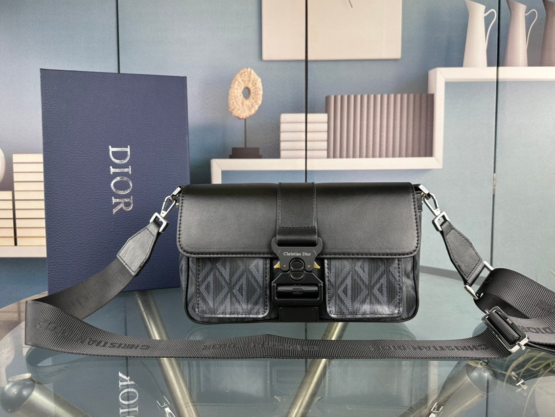 CD Saddle Black Oblique Canvas - Bag