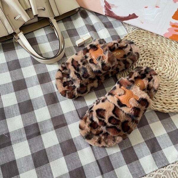 CEL Triomphe Fur Slippers - Slides