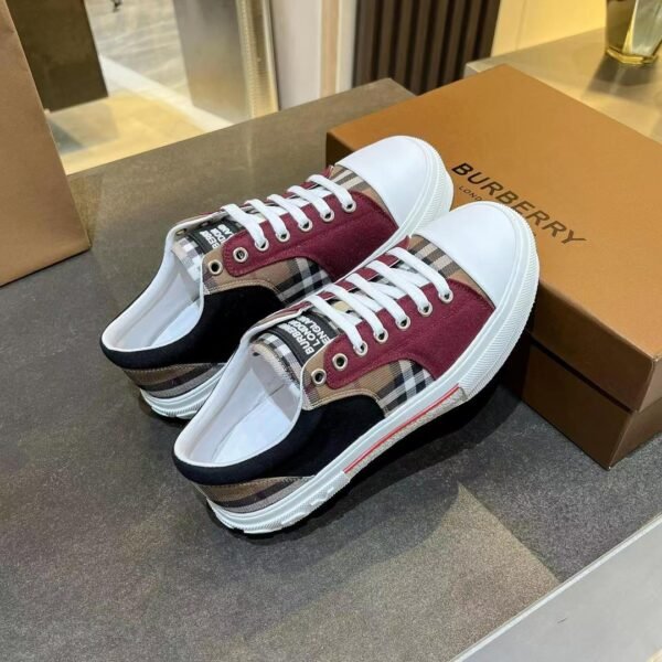 BBR Vintage Check and Leather Sneakers Burgundy/Check - Sneakers