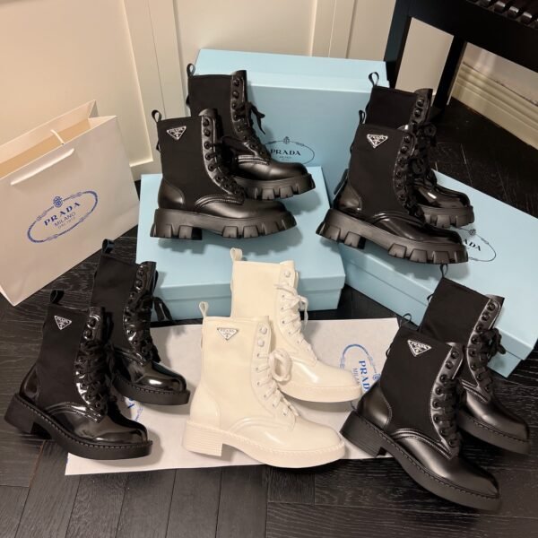 PR Monolith Combat Boots Black and White Leather - Boots