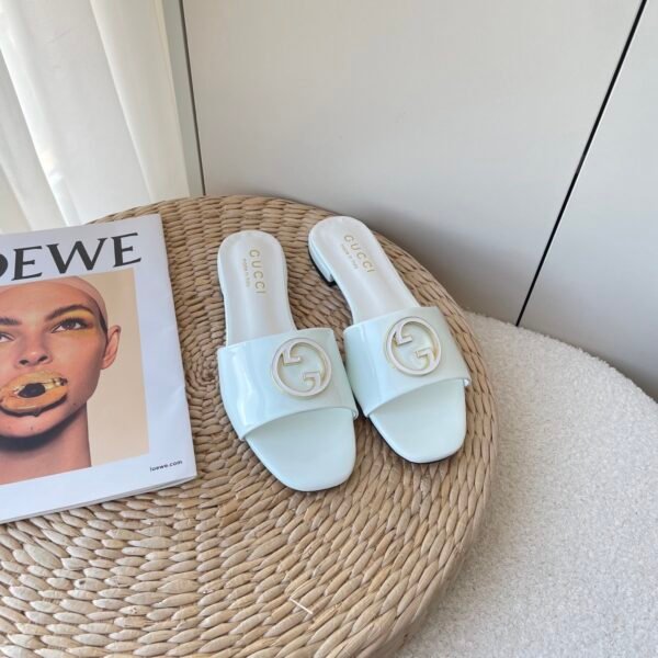 GG Double G Slide White Patent Leather - Slides