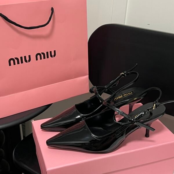 MIU Patent Leather Slingback Pumps - Heels
