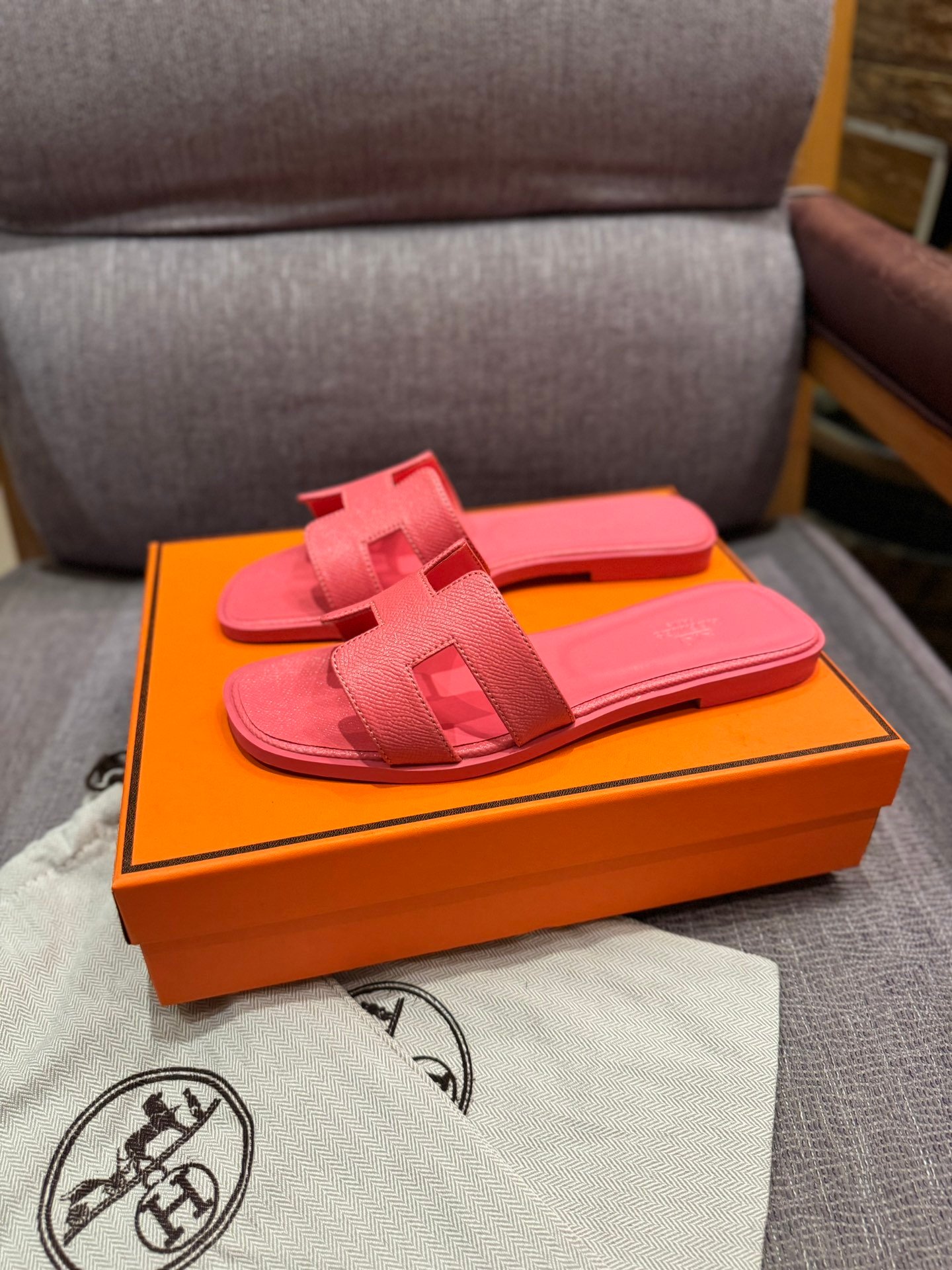 HM Oran Sandals Pink Leather - Slides
