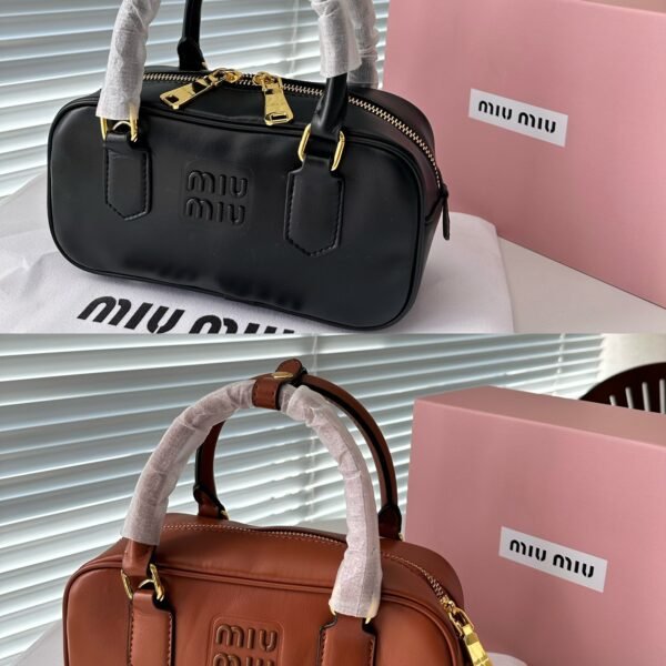 MIU Wander Matelassé Black and Brown Leather - Bag