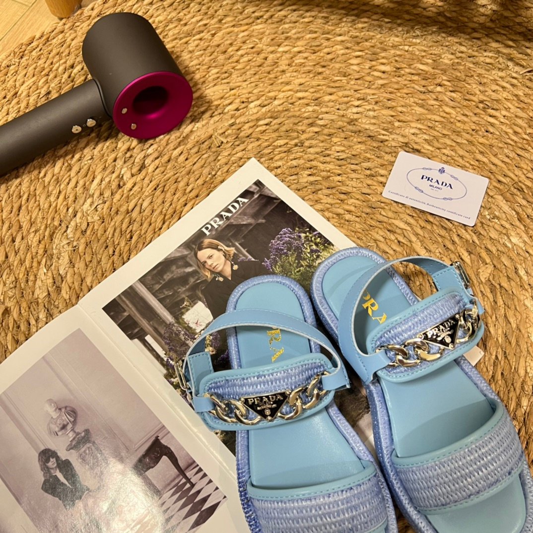 PR Raffia Sandals Blue - Sandals - Image 9
