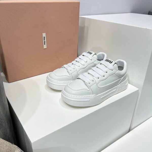 MIU Logo Sneakers White Leather - Sneakers