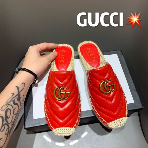 GG GG Marmont Espadrille Red Leather - Shoes