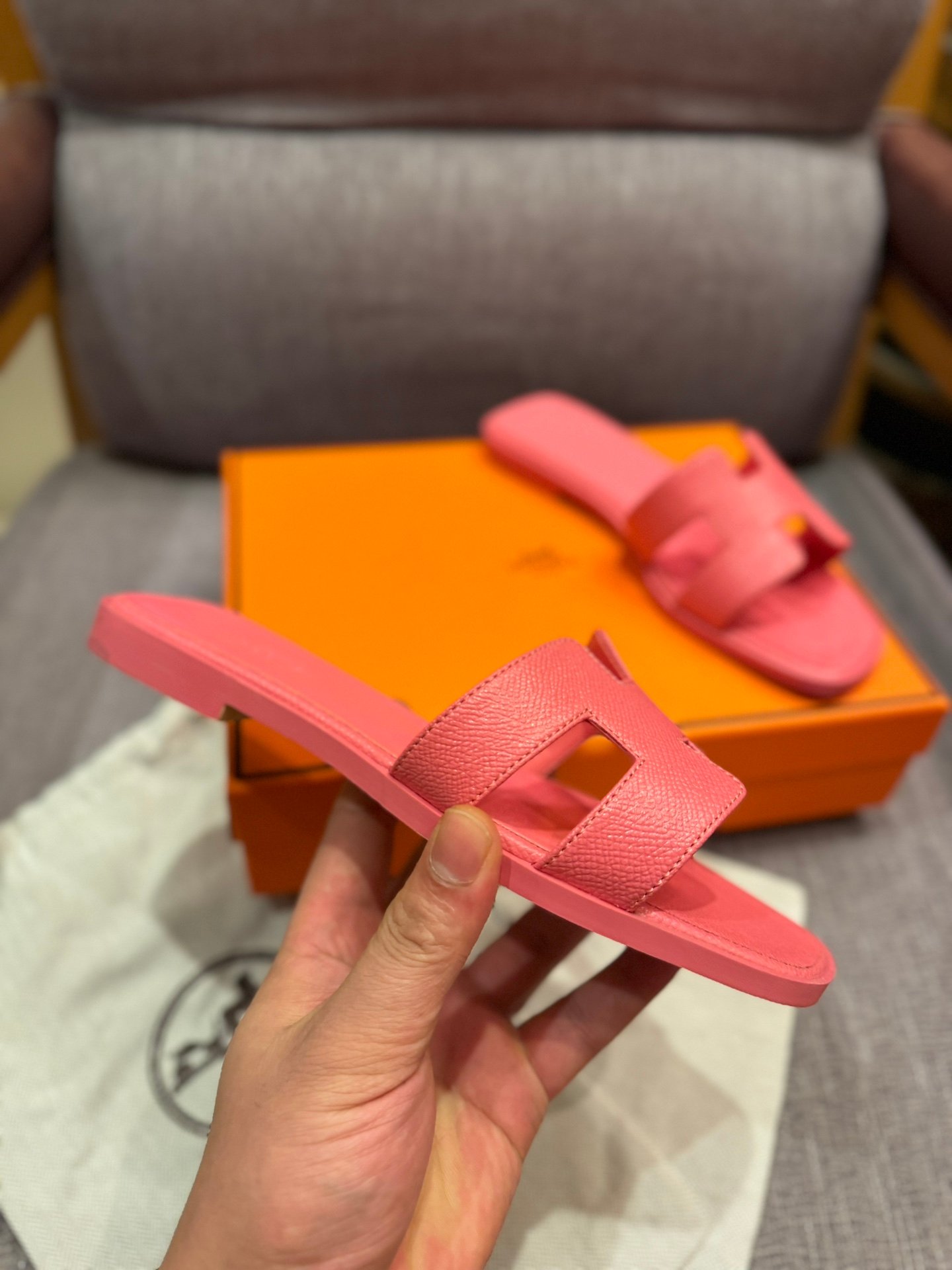 HM Oran Sandals Pink Leather - Slides - Image 4