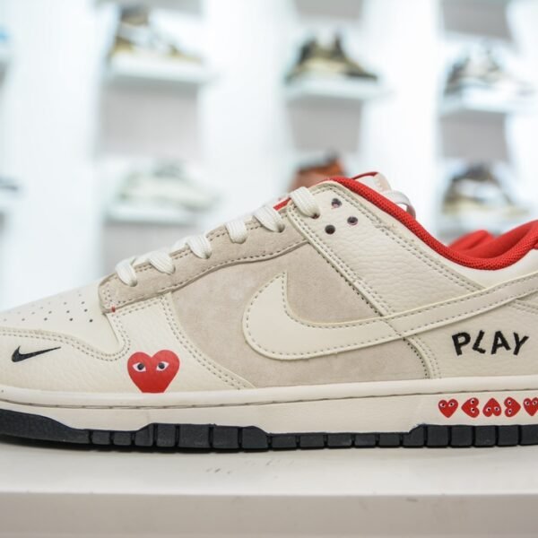 NK Dunk Low Comme des Garçons PLAY White/Red - Sneakers
