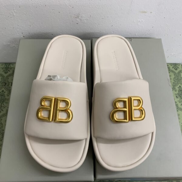 BAL Pool Slide Sandals White/Gold - Slides
