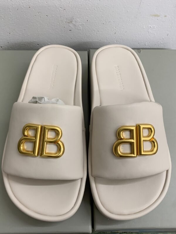 BAL Pool Slide Sandals White/Gold – Slides