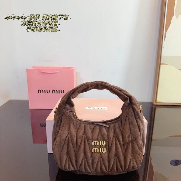 MIU Wander Matelassé Brown Suede - Bag