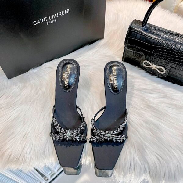 YSL Cassandra Crystal Embellished Sandals - Heels