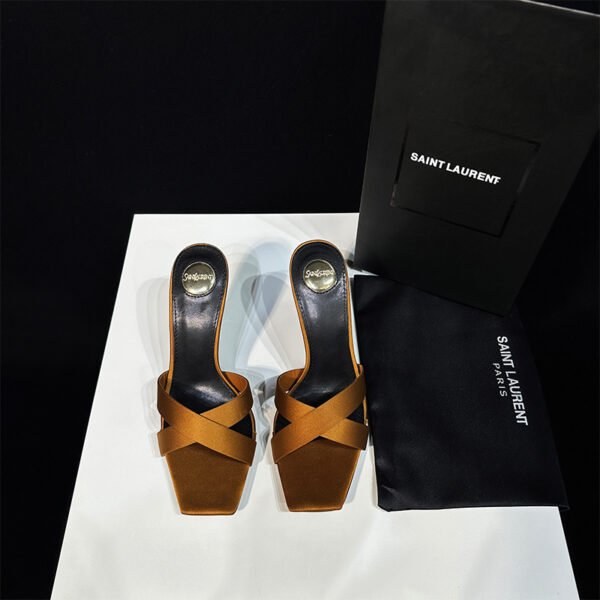 YSL Tribute Sandals Brown Leather - Heels