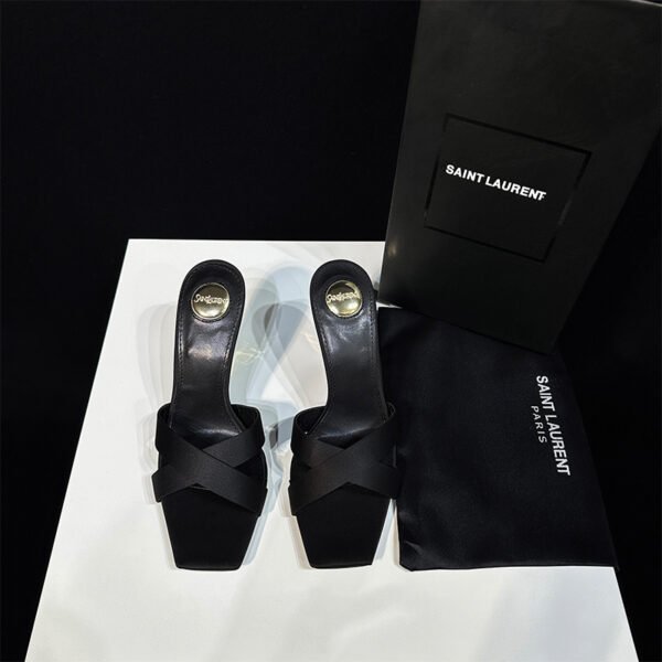 YSL Cassandra Sandals Black Leather - Heels