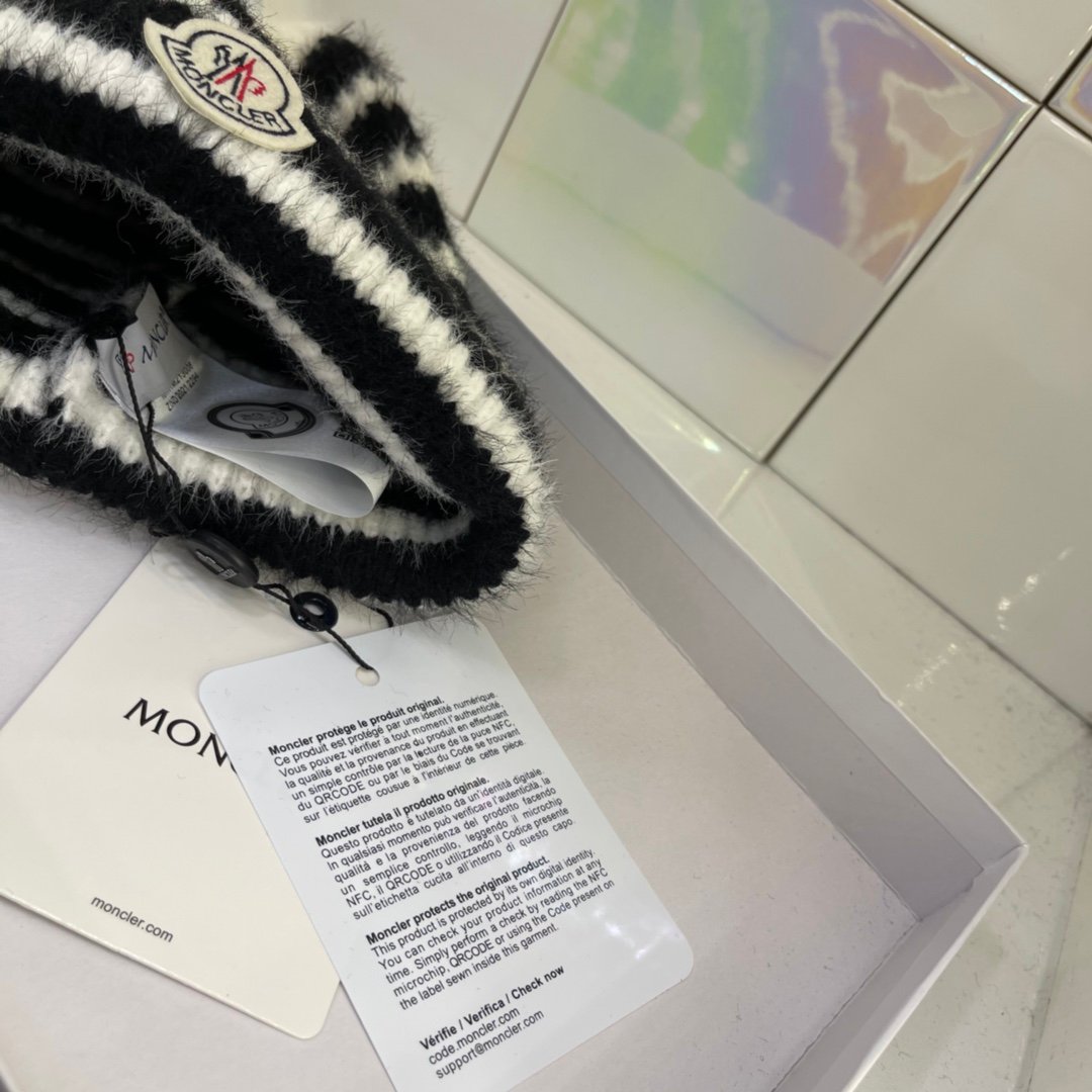 MCL Striped Wool Beanie Black/White - Hat - Image 3