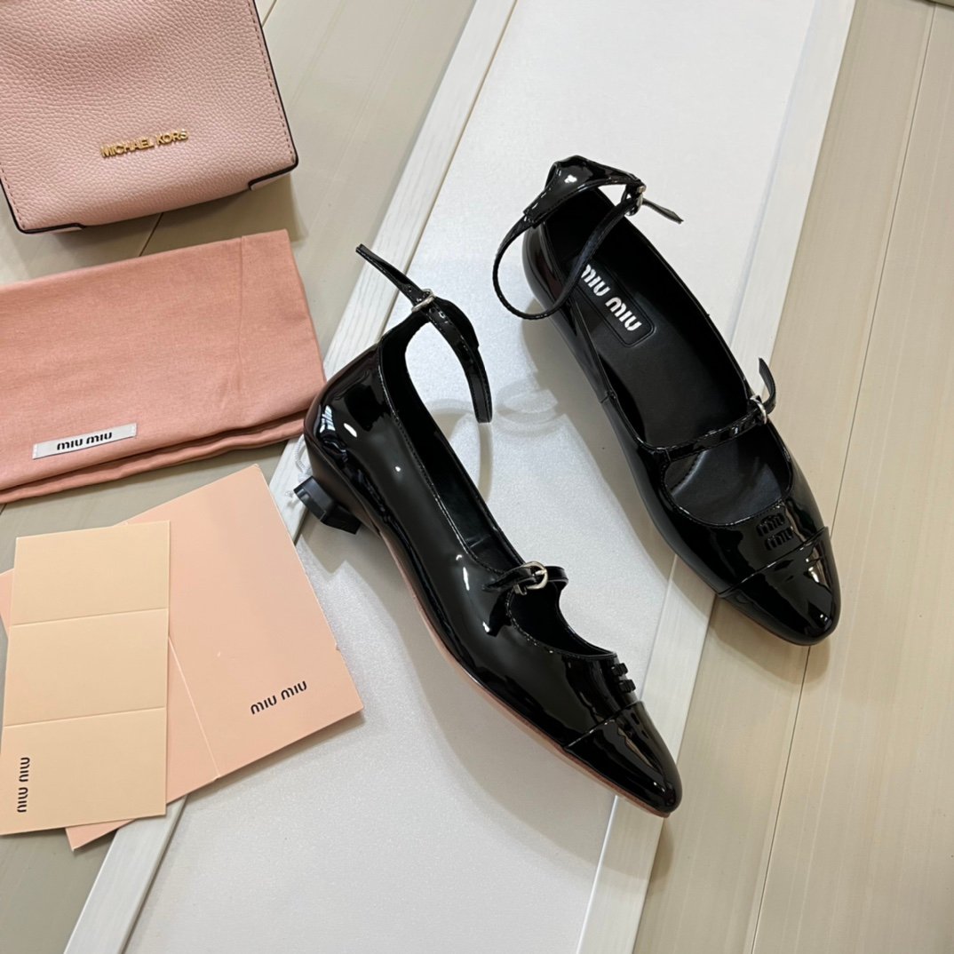 MIU Patent Leather Mary Jane Ballet Flats Black Patent Leather - Shoes - Image 2