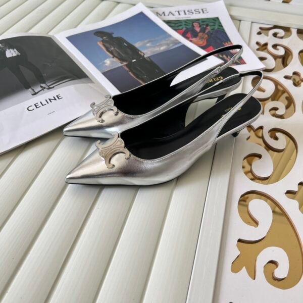 CEL Triomphe Slingback Pumps Silver - Heels