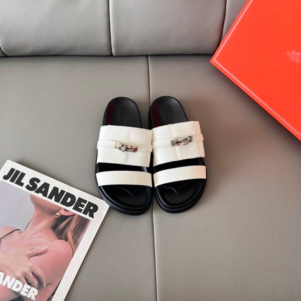 HM Oran Sandals Black/White Leather - Sandals