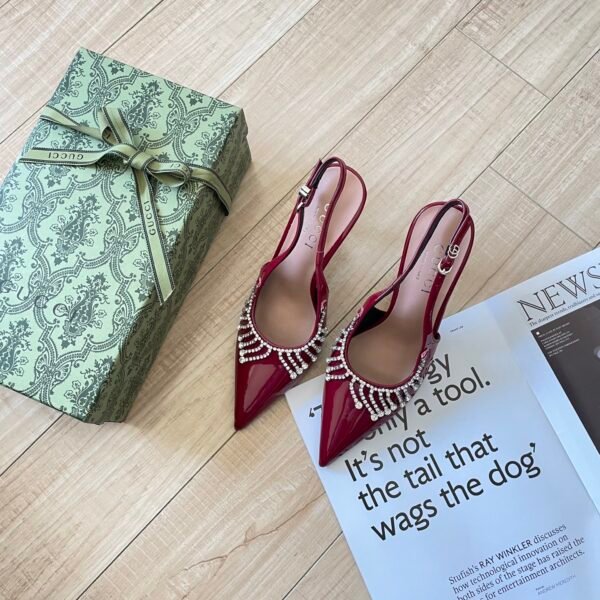 GG Slingback Crystal Embellished Pumps - Heels