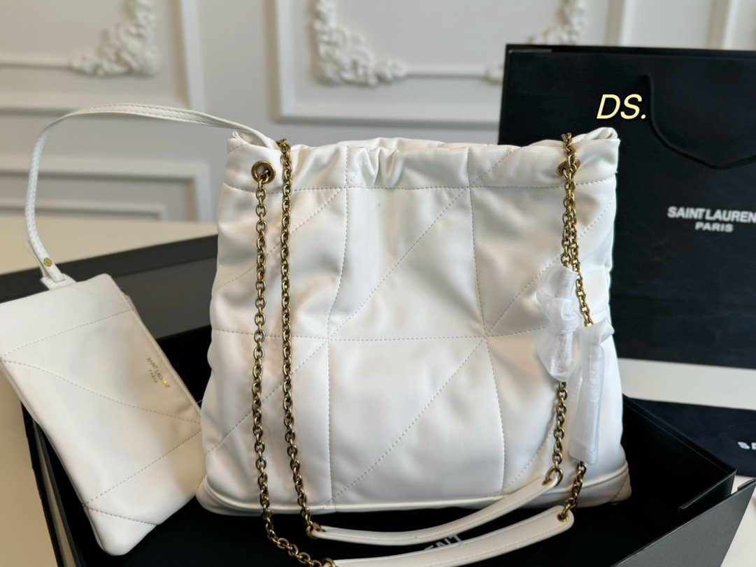 YSL Jamie Puffer White Leather - Bag - Image 7