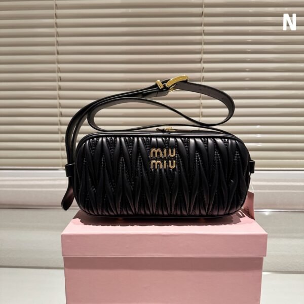 MIU Matelassé Leather Baguette - Bag