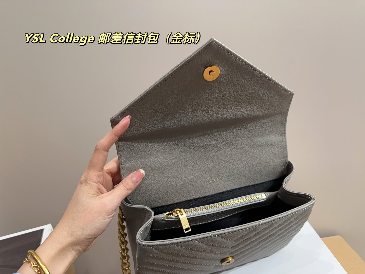 YSL College Small Grey Leather - Bag - Image 9