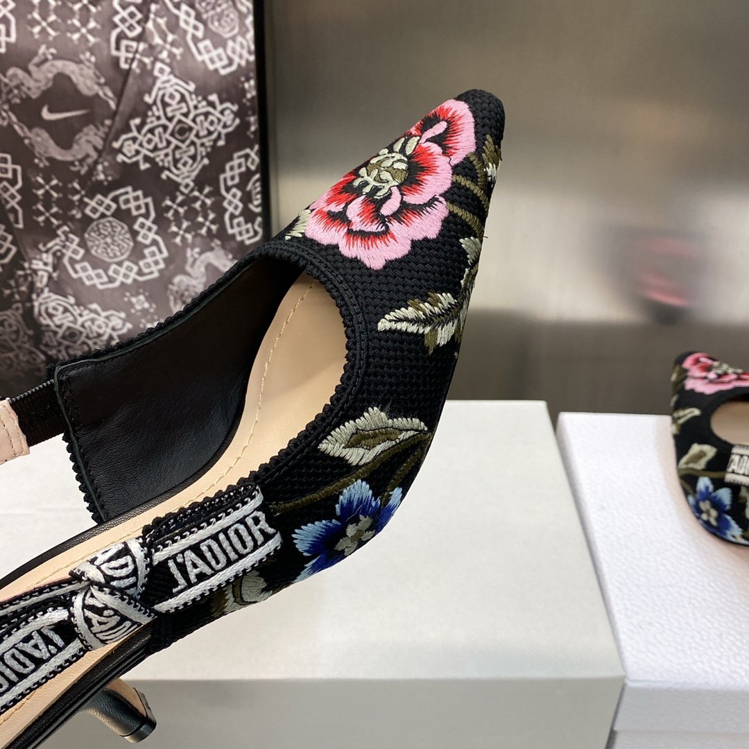 CD J'ACD Slingback Pumps Floral Embroidery - Heels - Image 7