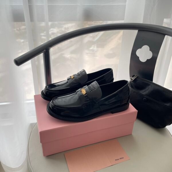 MIU Metal Logo Loafers - Shoes