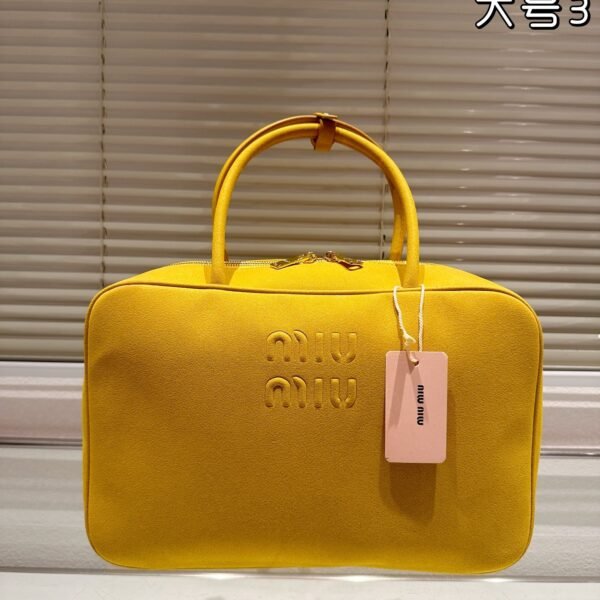 MIU Wander Matelassé Small Yellow/Brown Suede - Bag