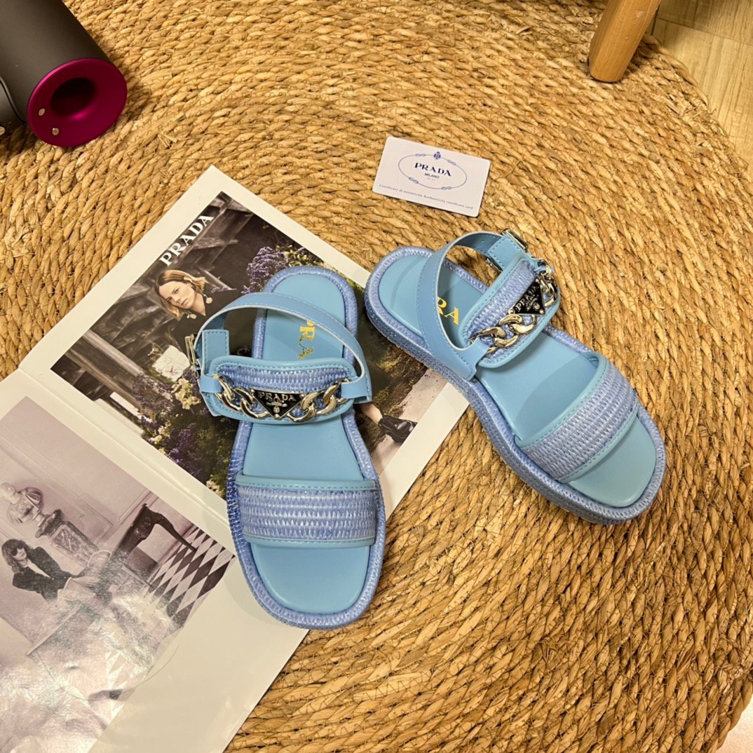 PR Raffia Sandals Blue - Sandals - Image 2
